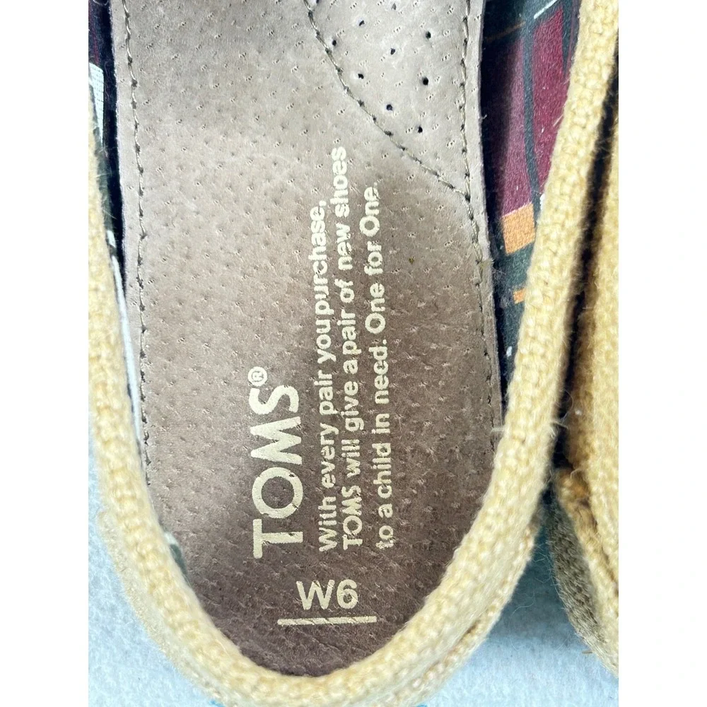TOMS Alpargata Slip On Women Size 6 Yellow Burlap Classic Casual Comfort Shoes
